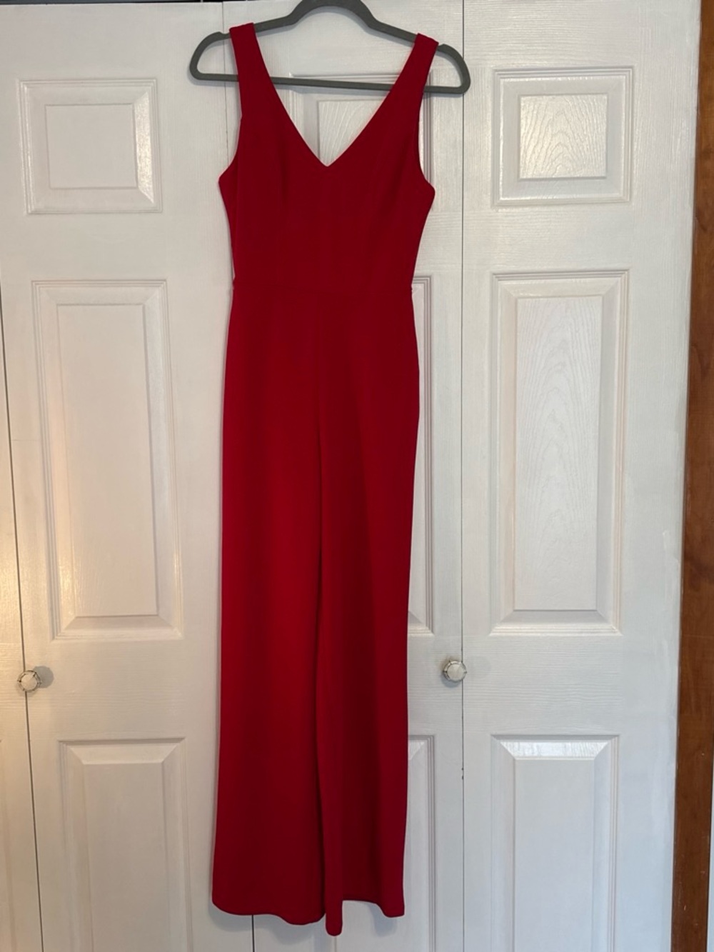 Red V-Neck Women's Jumpsuit